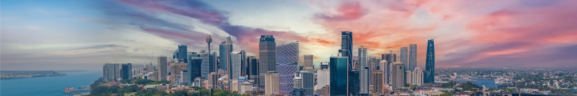 夕暮れのオーストラリアの都市風景